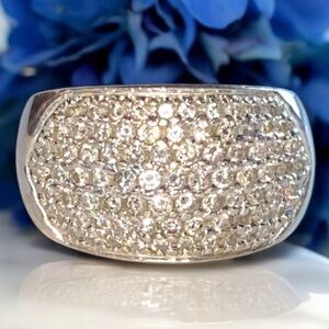 Estate 14K White Gold 13mm Wide 2+ CTW Pave Diamond Cigar Band Ring Size 8!